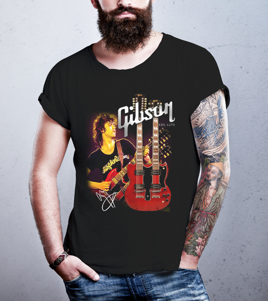 Gibson EDS-1275 Ajimmypage Signature Double Neck Guitar Music Scene T-Shirt