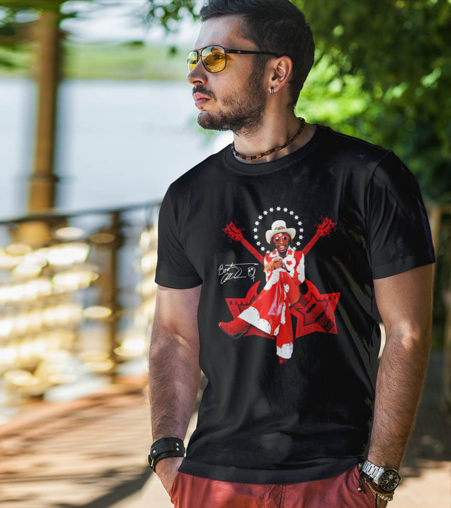 Bootsy Collins Funk Bass Star Double Guitar Red Suit T-Shirt