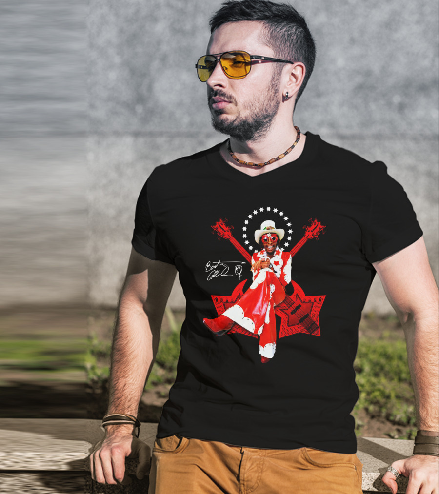 Bootsy Collins Funk Bass Star Double Guitar Red Suit T-Shirt