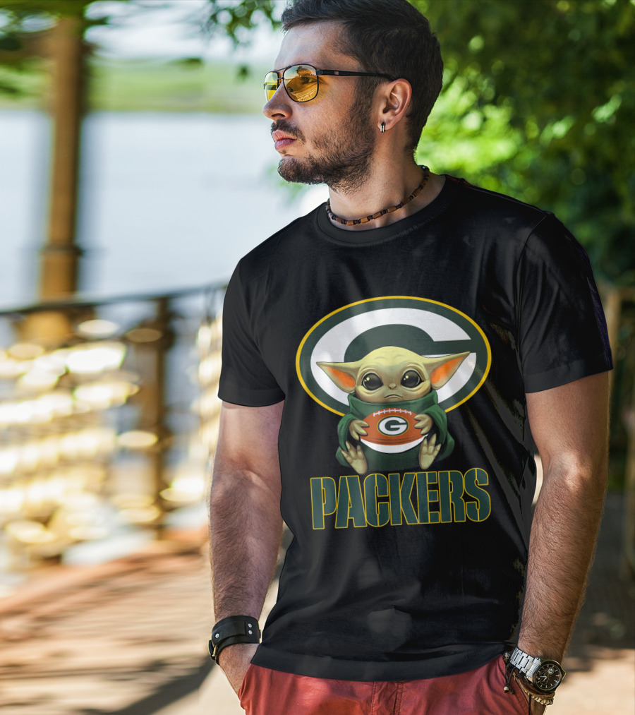 Packers GBP Fan Baby Yoda Football T-Shirt