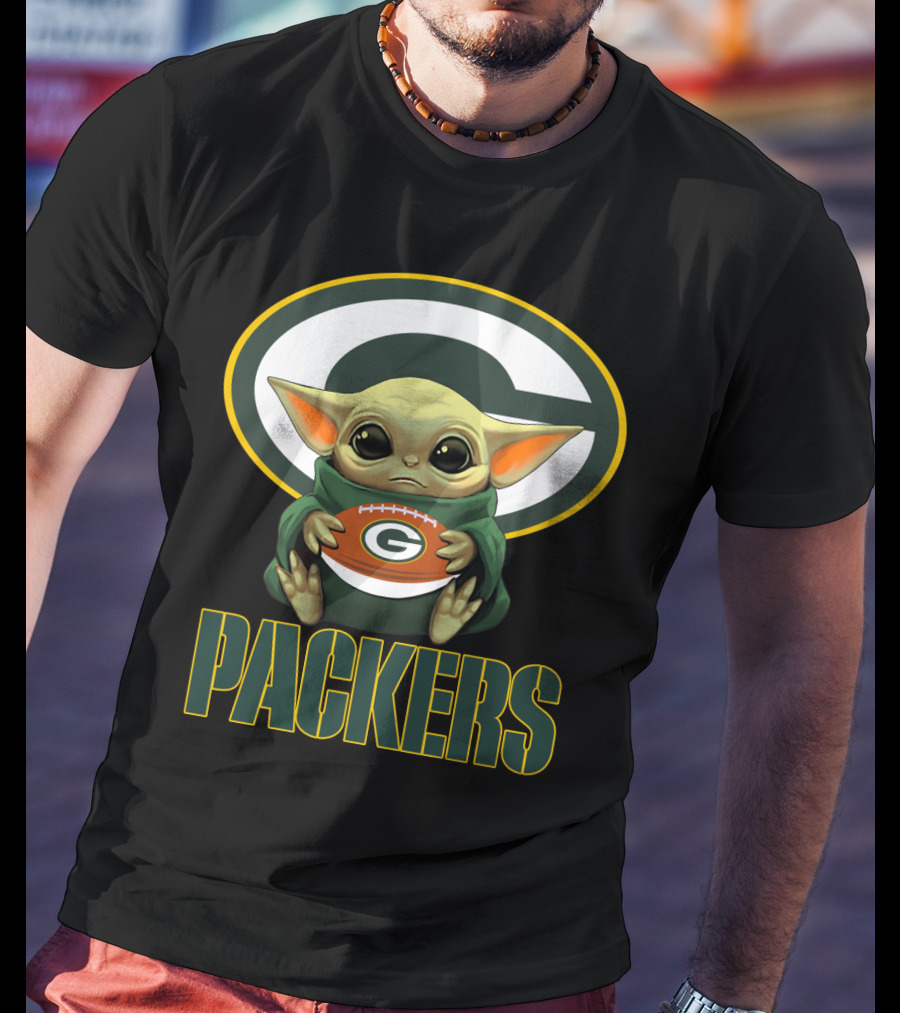 Packers GBP Fan Baby Yoda Football T-Shirt