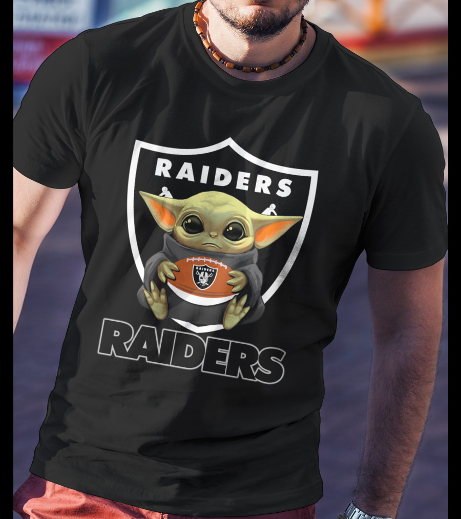 Raiders Yoda Holding Football Fan T-Shirt