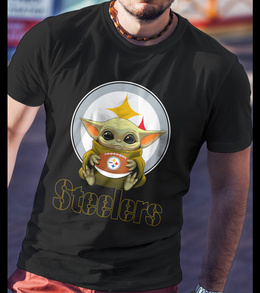 Steelers Baby Yoda Football Fan T-Shirt