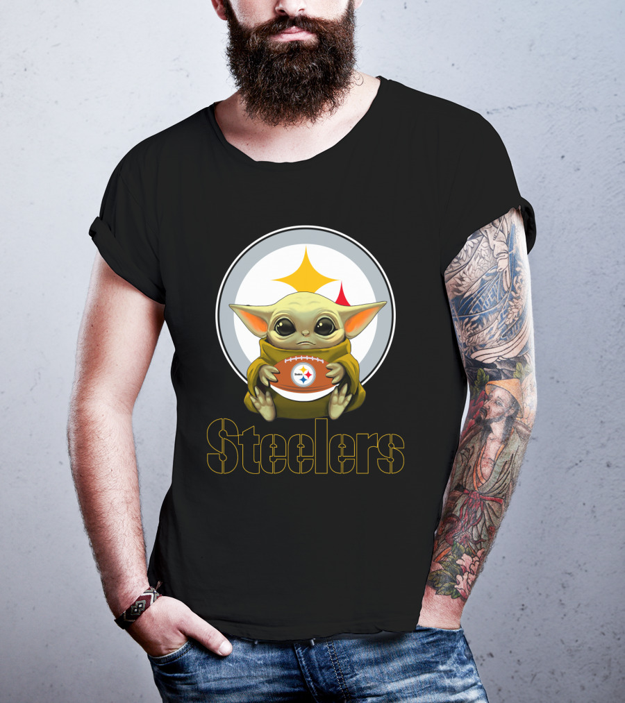 Steelers Baby Yoda Football Fan T-Shirt