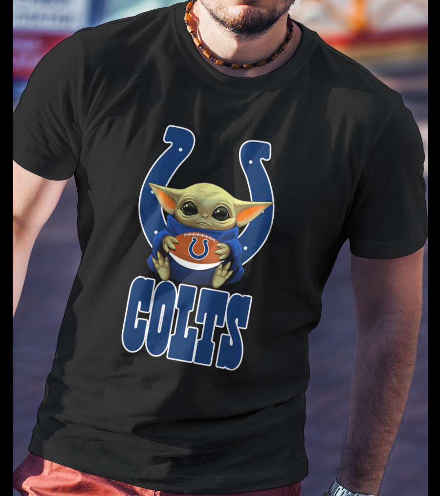Colts Fan Baby Alien Holding Football T-Shirt