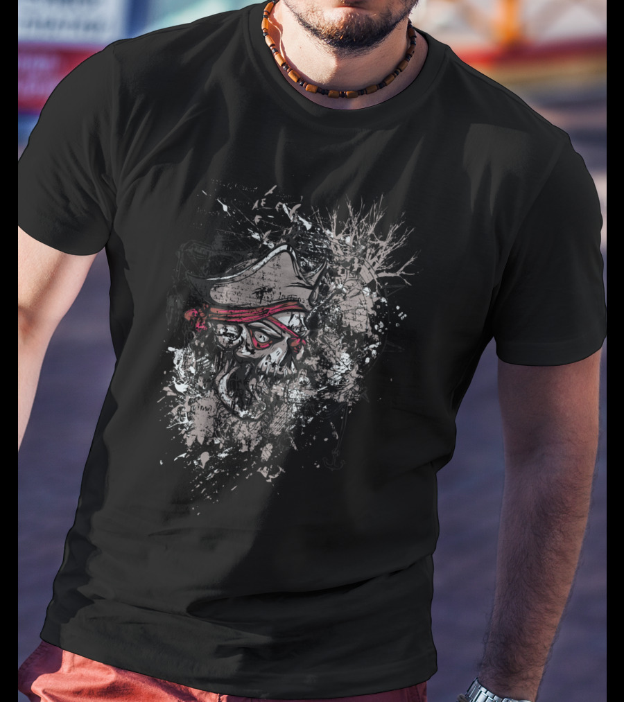 THE Zombie Pirate Skull Splatter T-Shirt