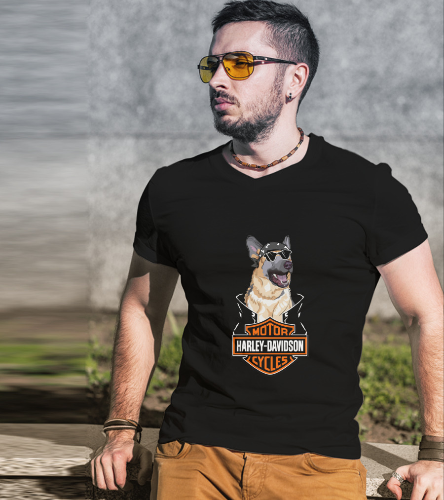 Harley Davidson German Shepherd Motorcycles T-Shirt