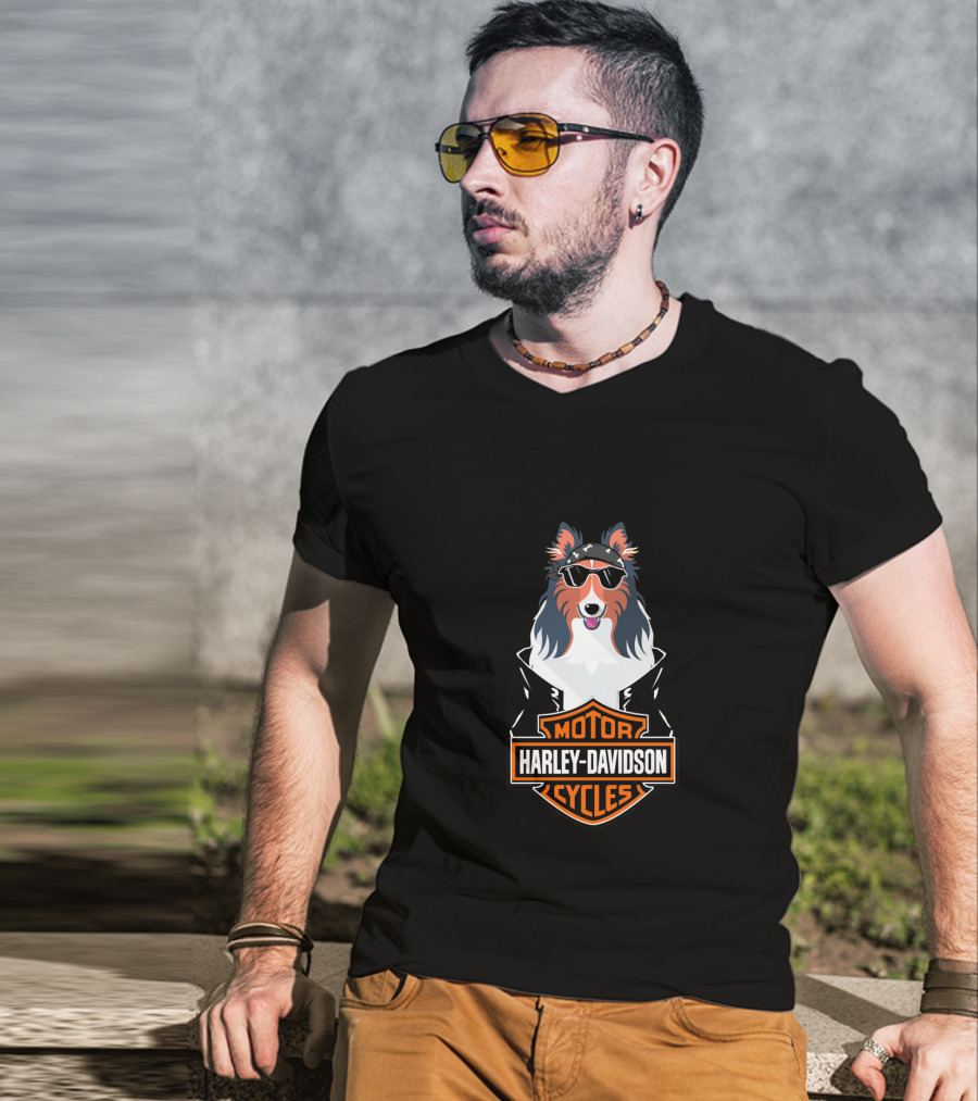Harley Davidson Collie Motorcycles T-Shirt