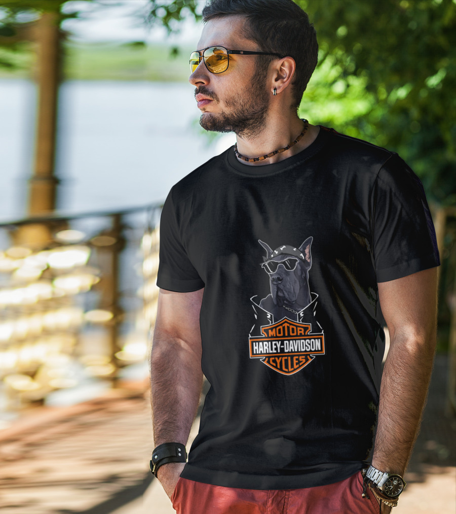 Great Dane Harley Davidson Motor Cycles T-Shirt