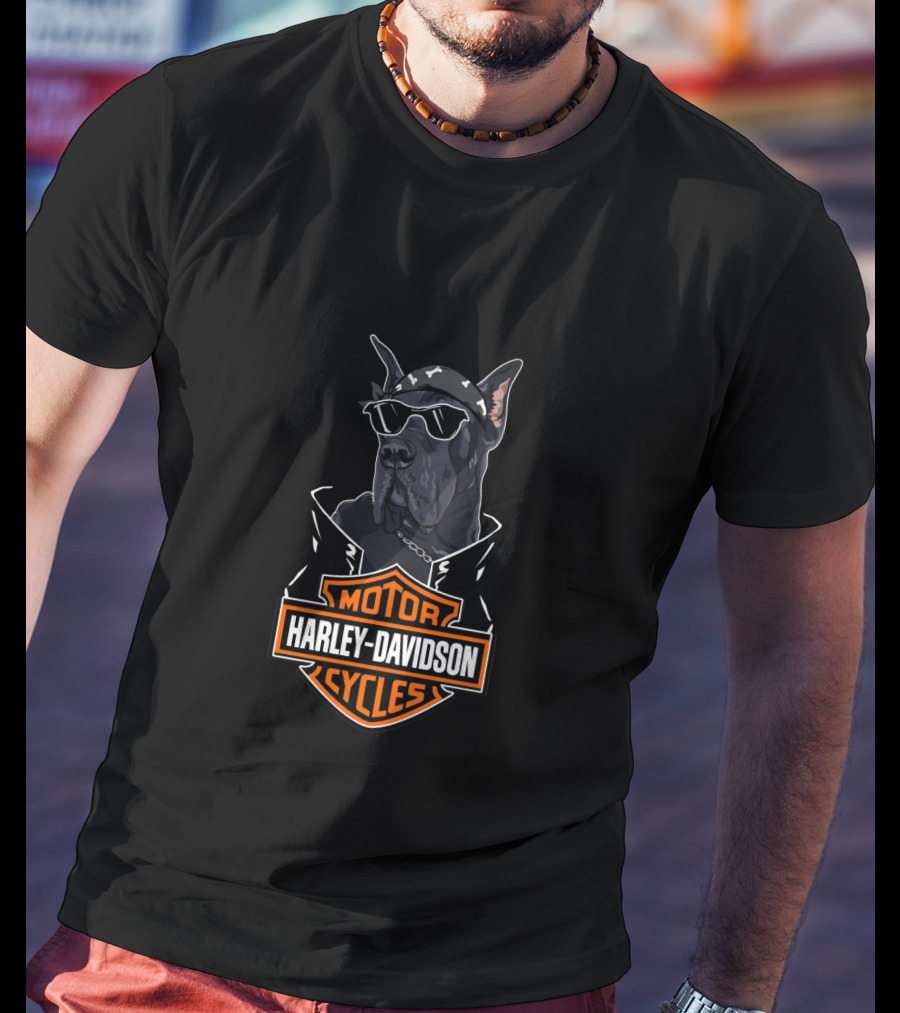 Great Dane Harley Davidson Motor Cycles T-Shirt