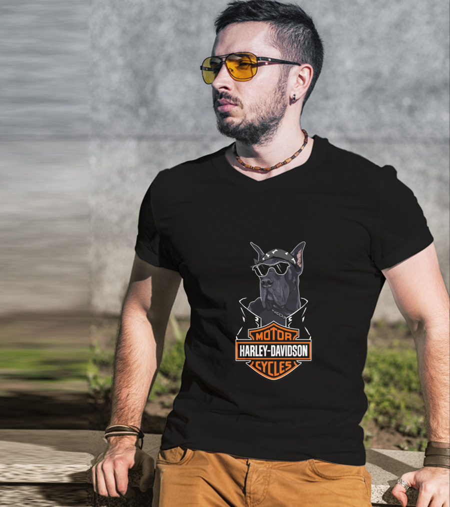 Great Dane Harley Davidson Motor Cycles T-Shirt