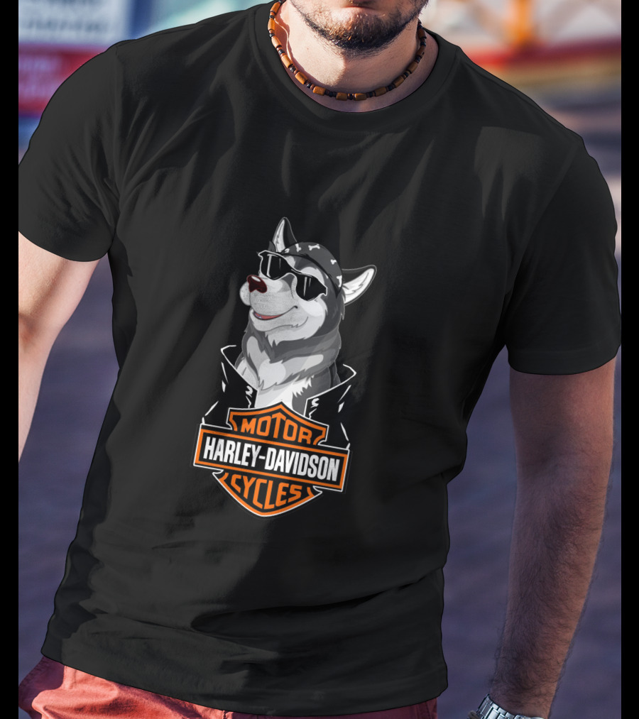 Huskies Harley Davidson Motorcycle Cycles T-Shirt