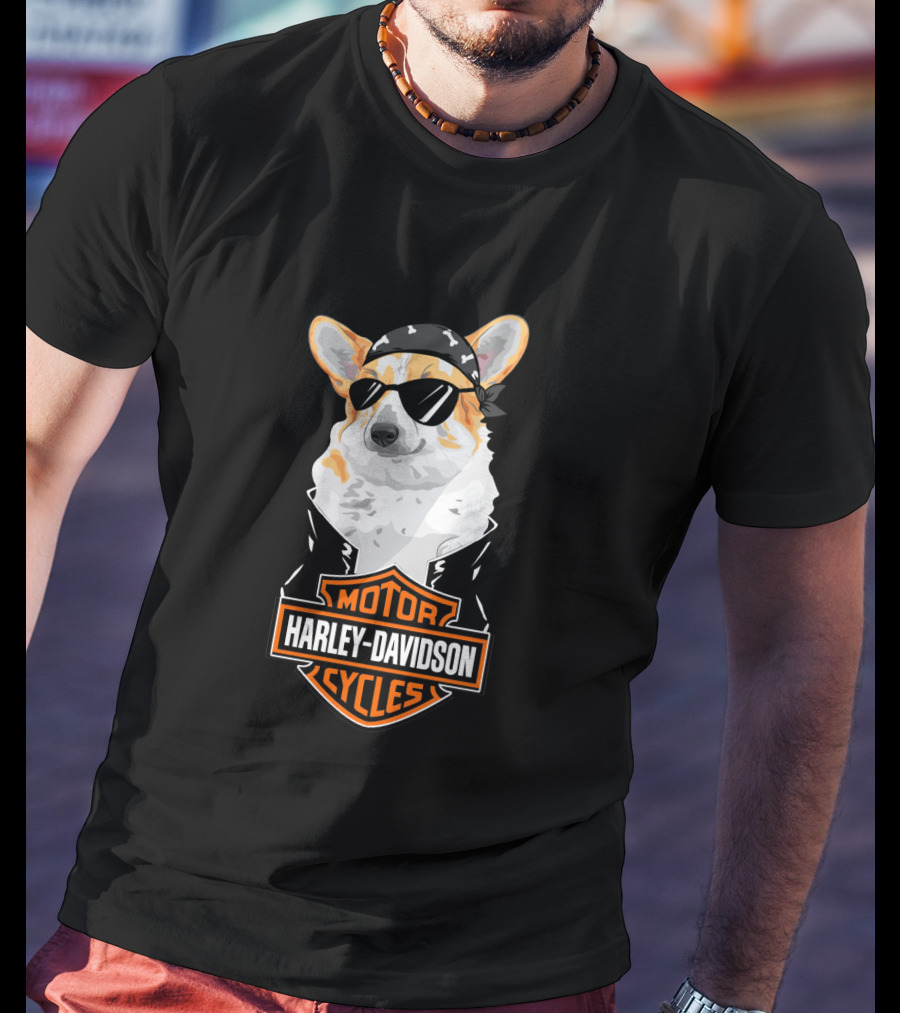 Harley Davidson Motor Cycles Corgi Biker T-Shirt