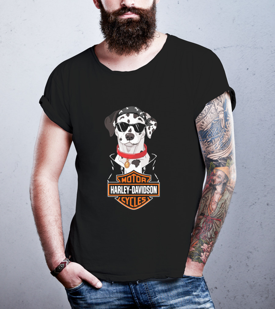 Dalmatian Biker Harley Davidson Motor Cycles T-Shirt