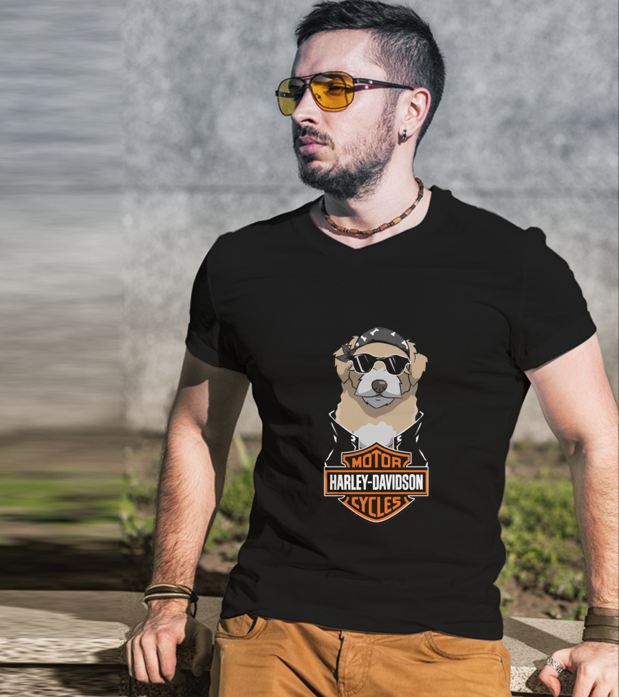 Maltipoo Biker Harley Davidson Motor Cycles Iconic Style T-Shirt