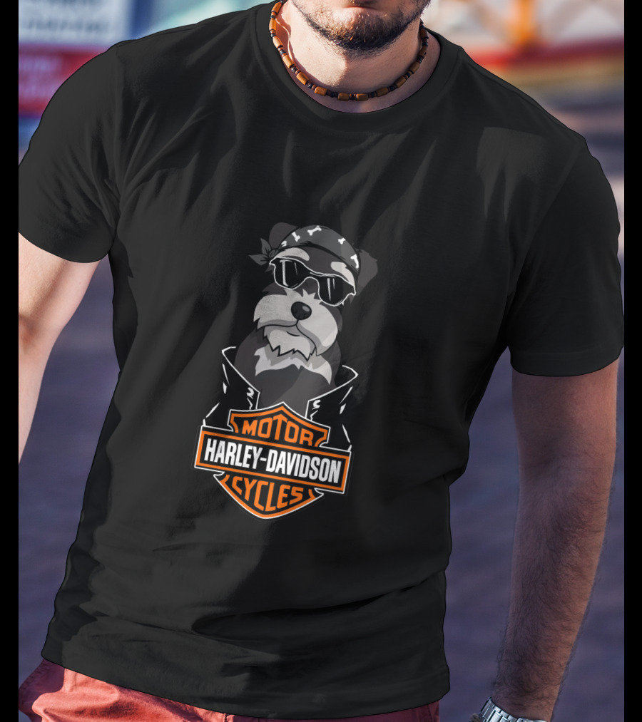 Harley Davidson Schnauzer Biker Cycles T-Shirt