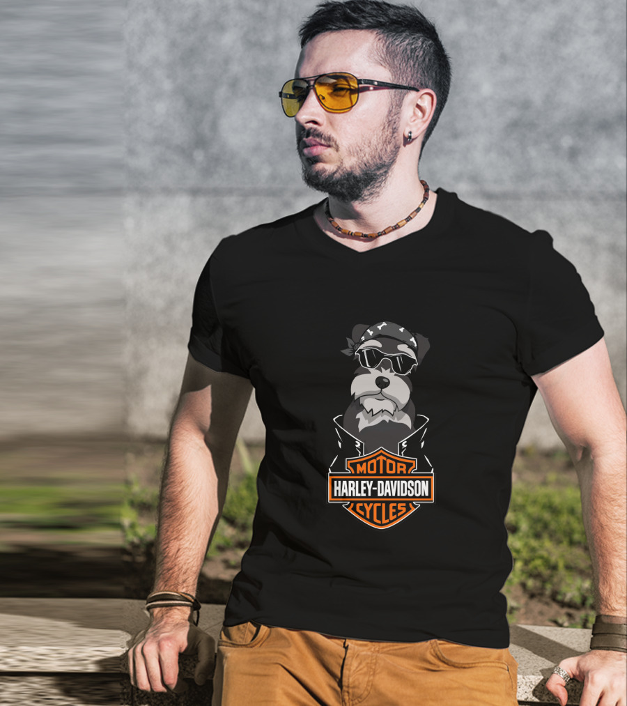 Harley Davidson Schnauzer Biker Cycles T-Shirt