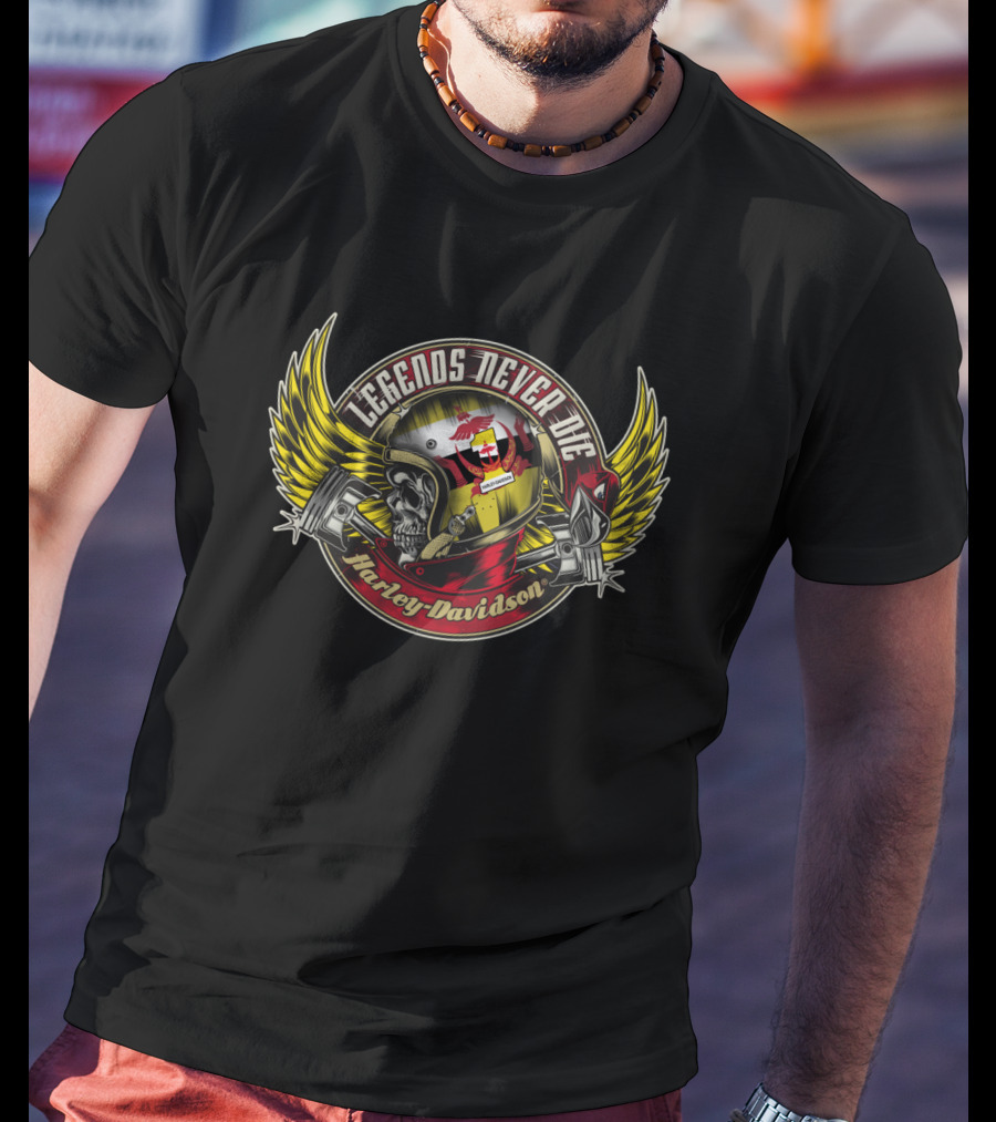 Legends Never Die Brunei Flag Skull Harley Davidson T-Shirt