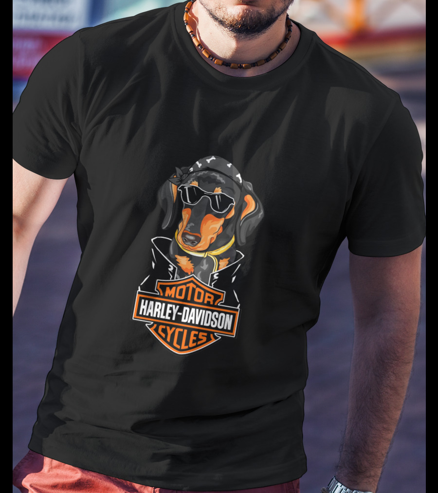Dachshund Biker Harley Davidson Motor Cycles T-Shirt