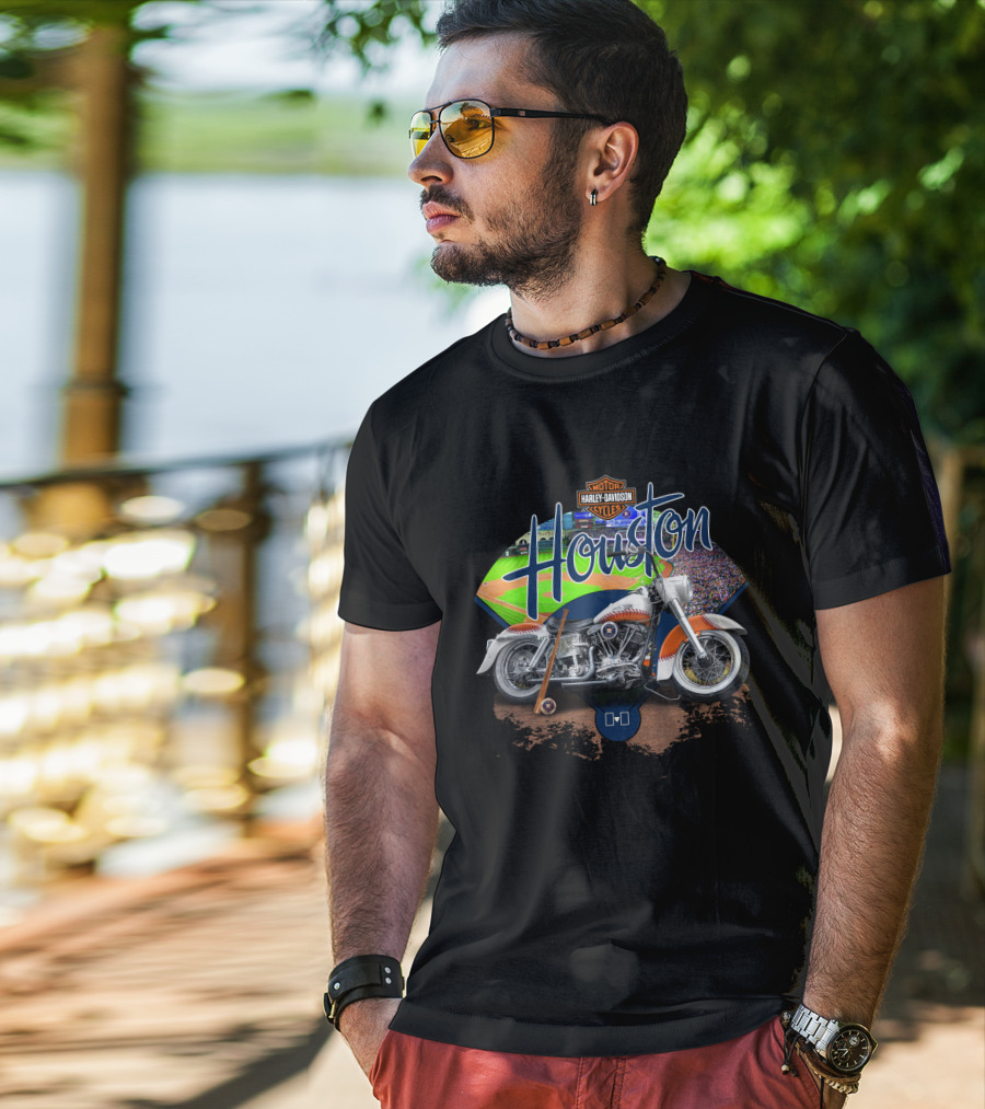 Houston Astros Harley Davidson Motorcycle Baseball Experience T-Shirt