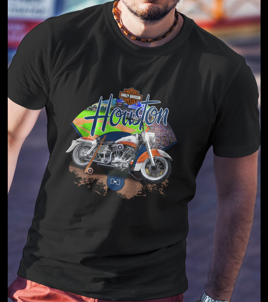Houston Astros Harley Davidson Motorcycle Baseball Experience T-Shirt