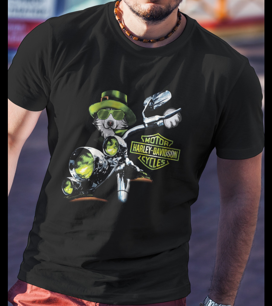 Alaskan Malamute Harley Davidson Cycles St. Patrick's Day Motorcycle Ride T-Shirt