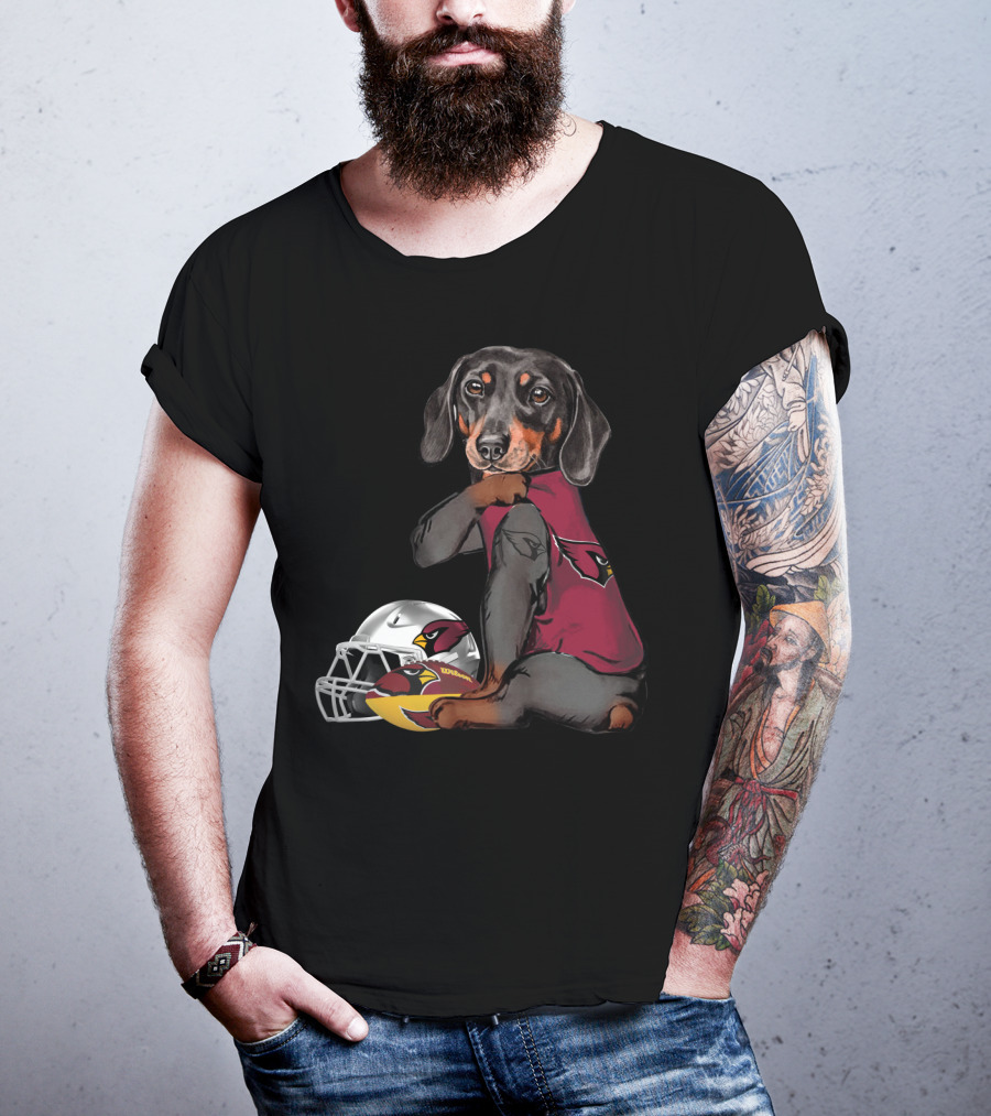 Arizona Cardinals Football Dachshund With Helmet And Ball T-Shirt