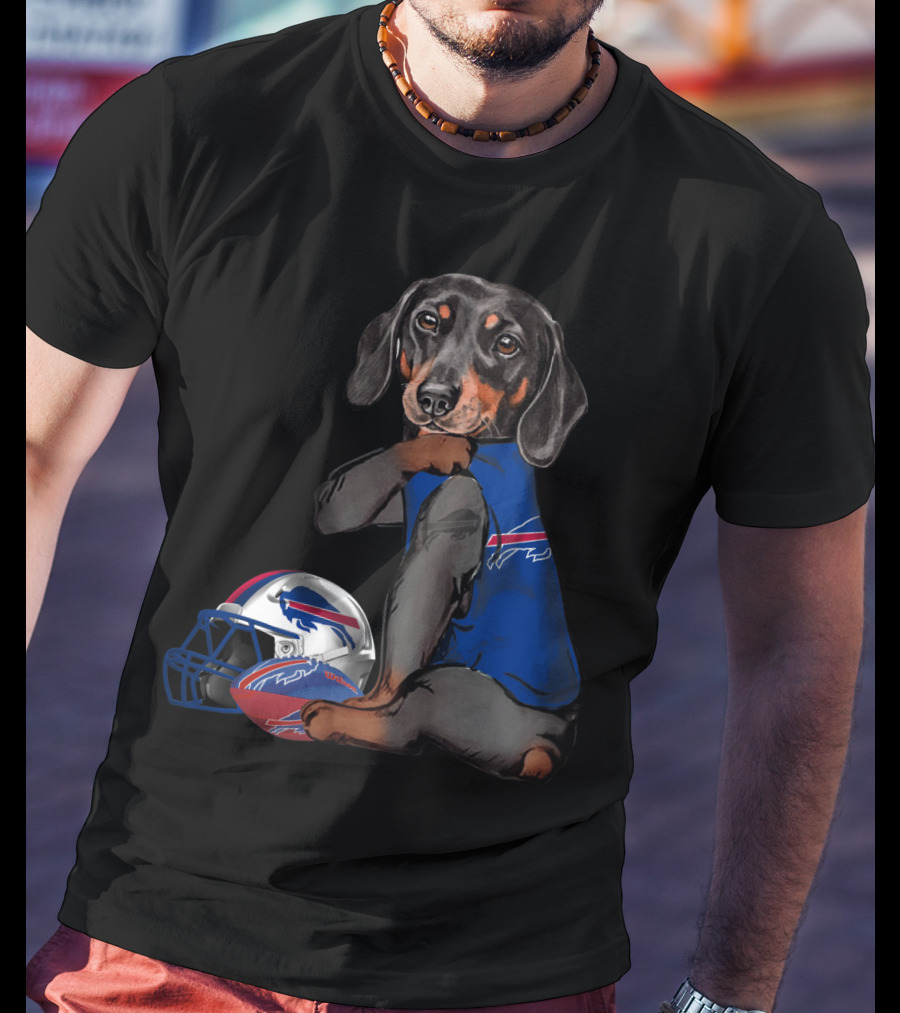 Buffalo Bills Dachshund With Helmet And Jersey T-Shirt