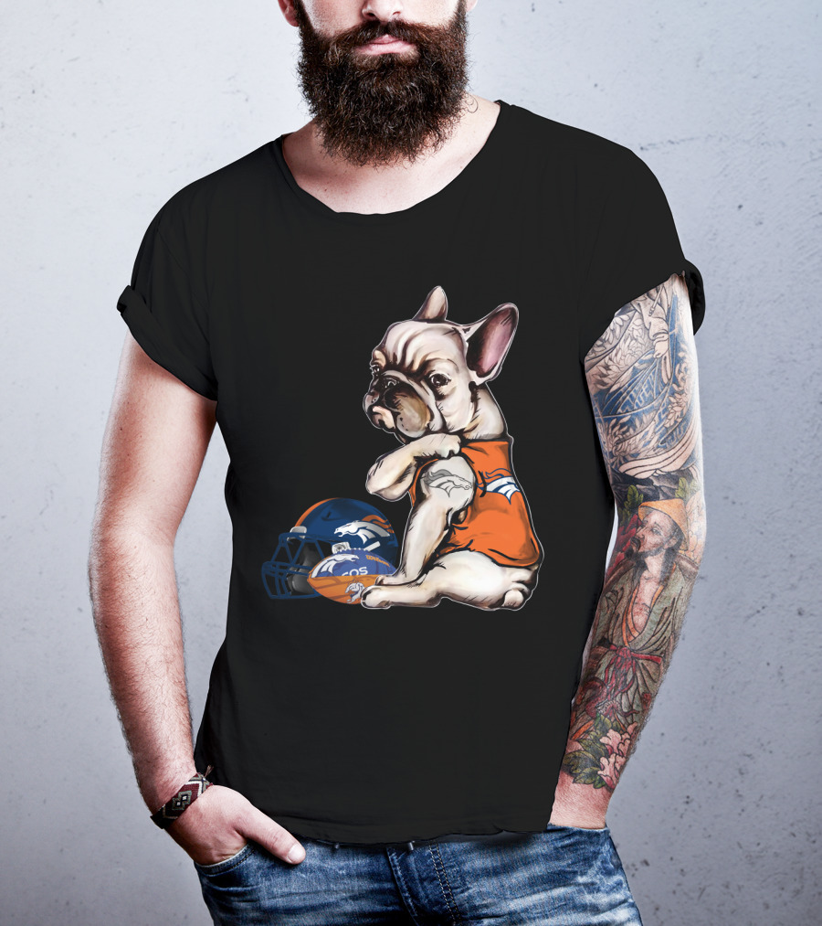 Denver Broncos Pug With Helmet And Ball T-Shirt