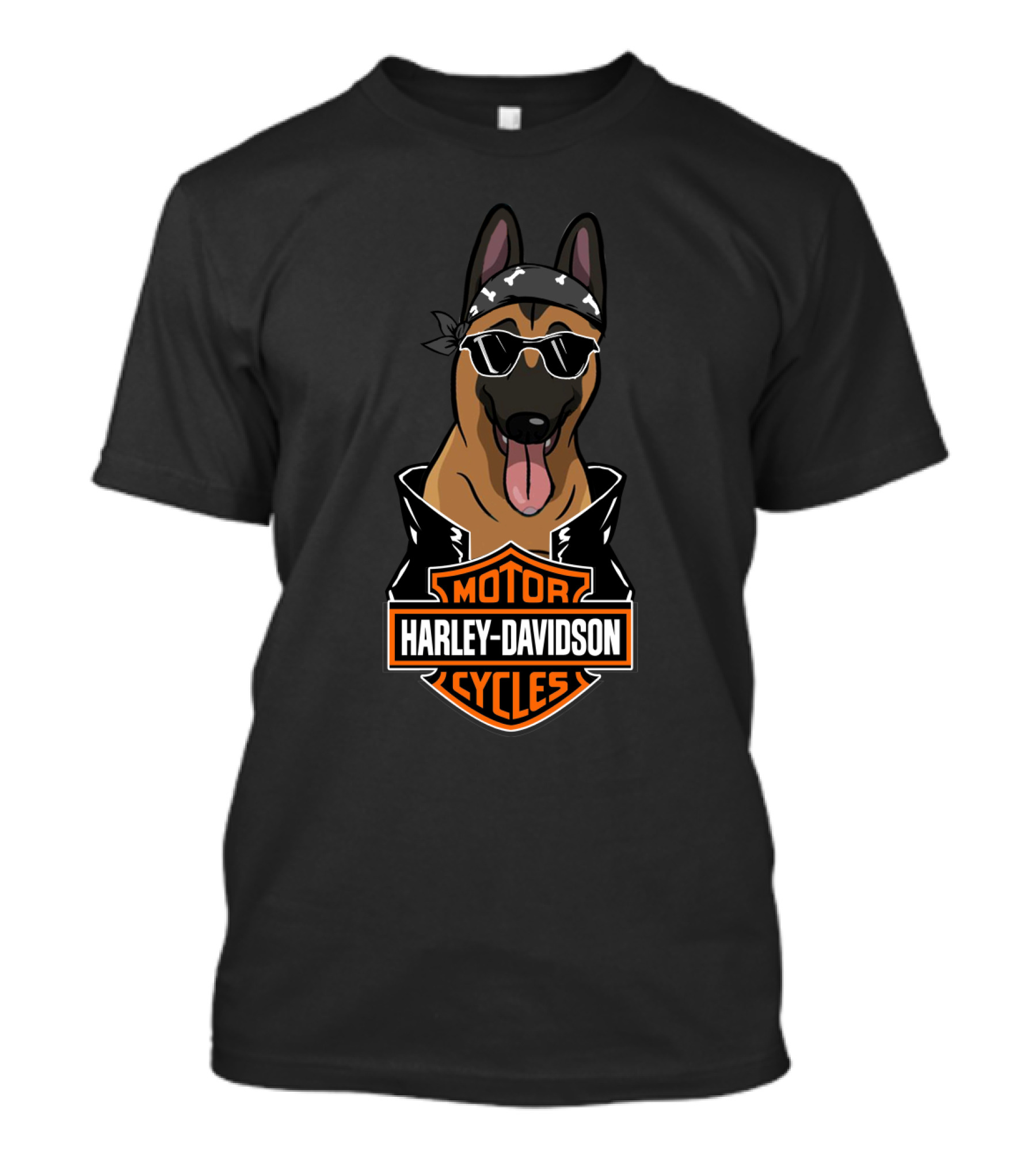 Harley Davidson Belgian Malinois Cool Sunglasses Bandana T-Shirt