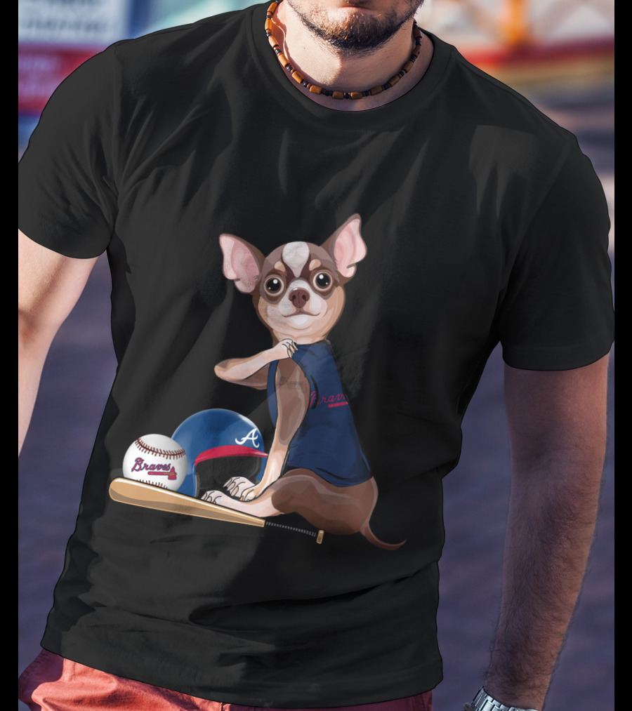 Atlanta Braves Chihuahua Baseball Team Spirit T-Shirt