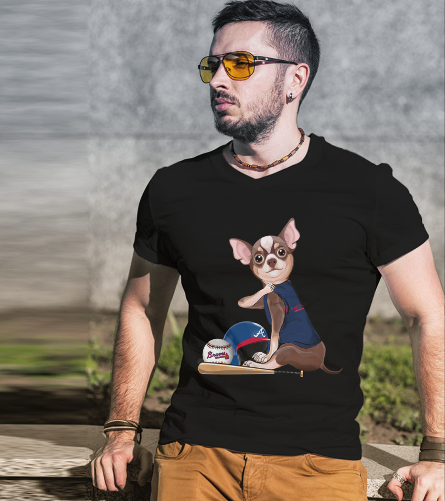 Atlanta Braves Chihuahua Baseball Team Spirit T-Shirt