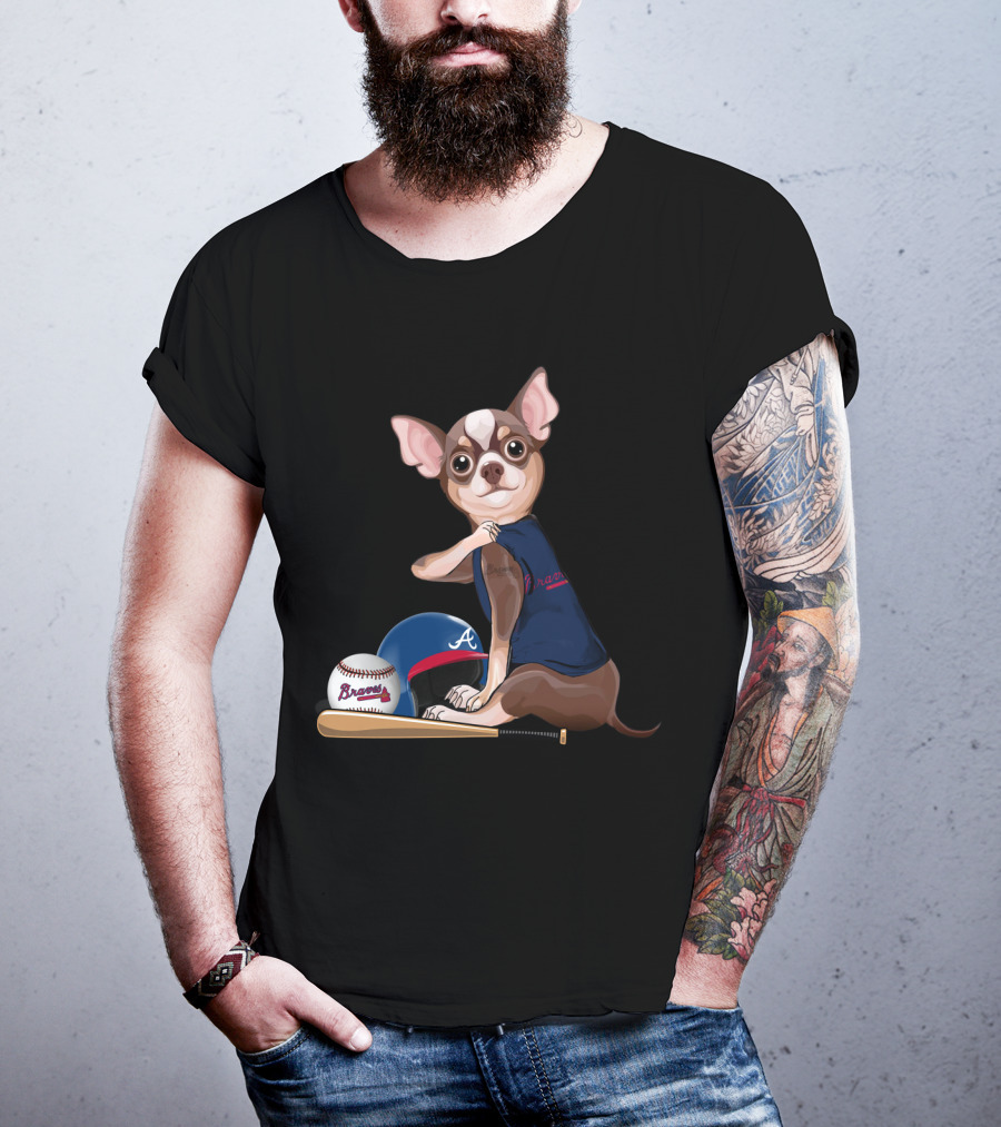 Atlanta Braves Chihuahua Baseball Team Spirit T-Shirt