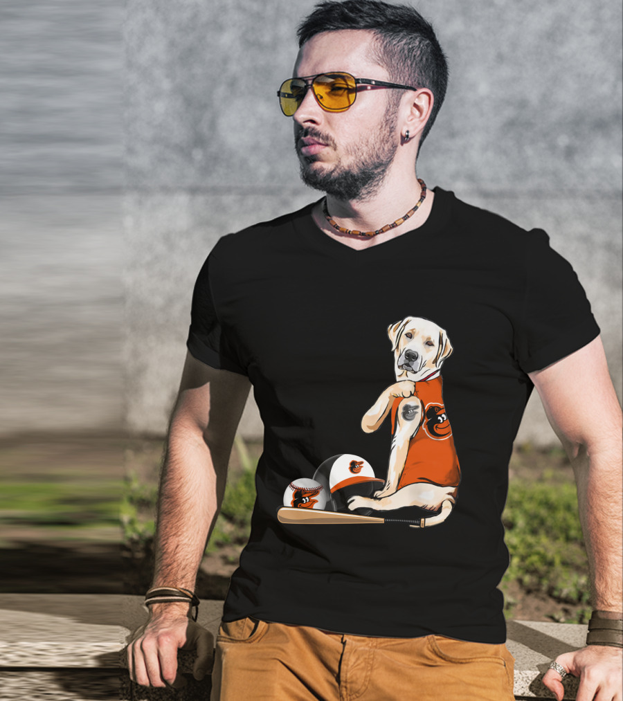 Yellow Labradors Baltimore Orioles Baseball Retriever T-Shirt
