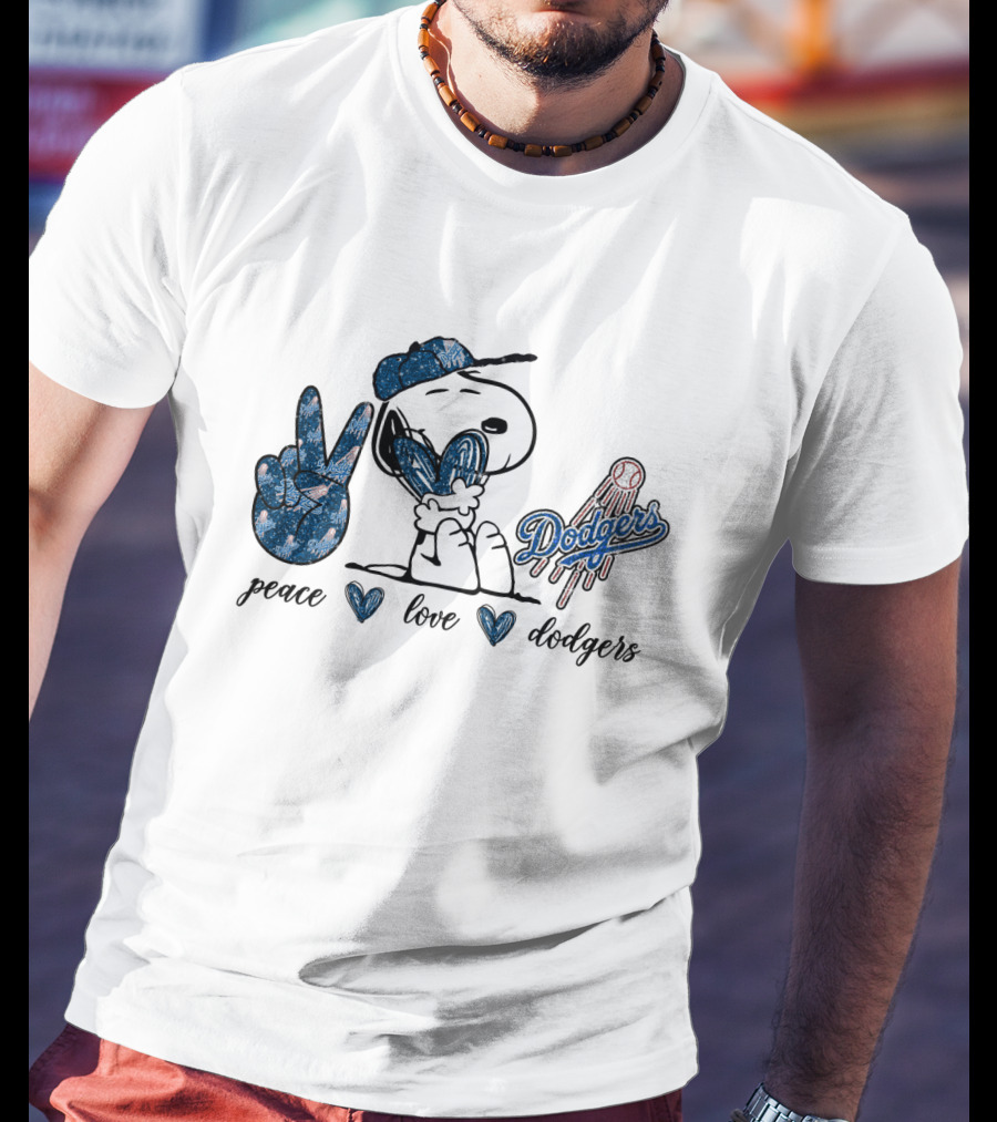 Peace Love Dodgers Snoopy Dodgers T-Shirt