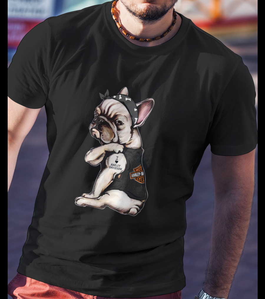 I Harley Davidson Hot Motor Cycles French Bulldog Hd T-Shirt
