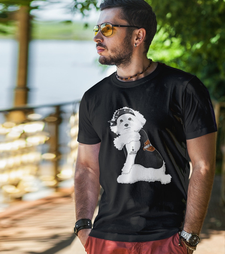 I Love Harley Davidson Bichon Frisé Hd T-Shirt