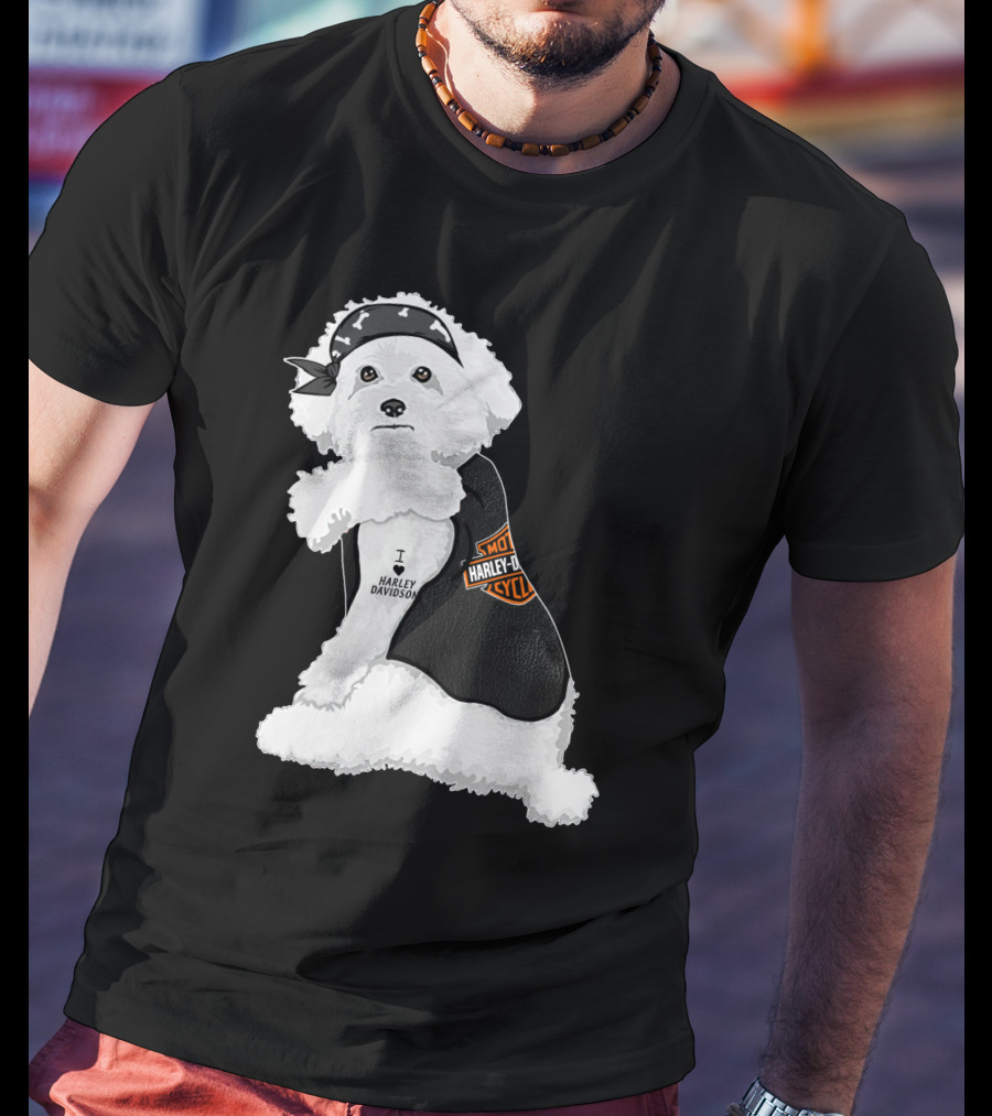 I Love Harley Davidson Bichon Frisé Hd T-Shirt