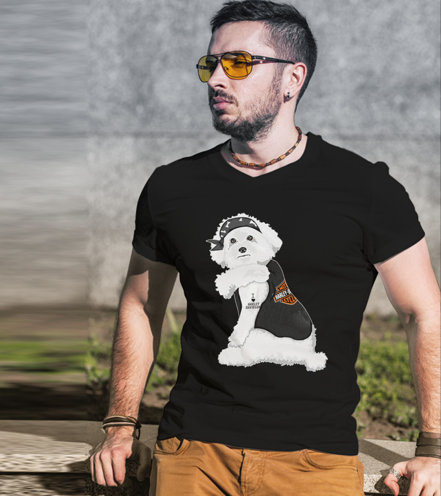 I Love Harley Davidson Bichon Frisé Hd T-Shirt