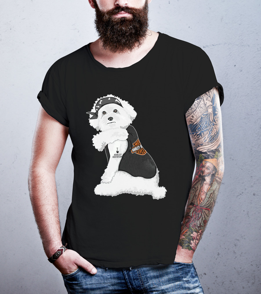 I Love Harley Davidson Bichon Frisé Hd T-Shirt
