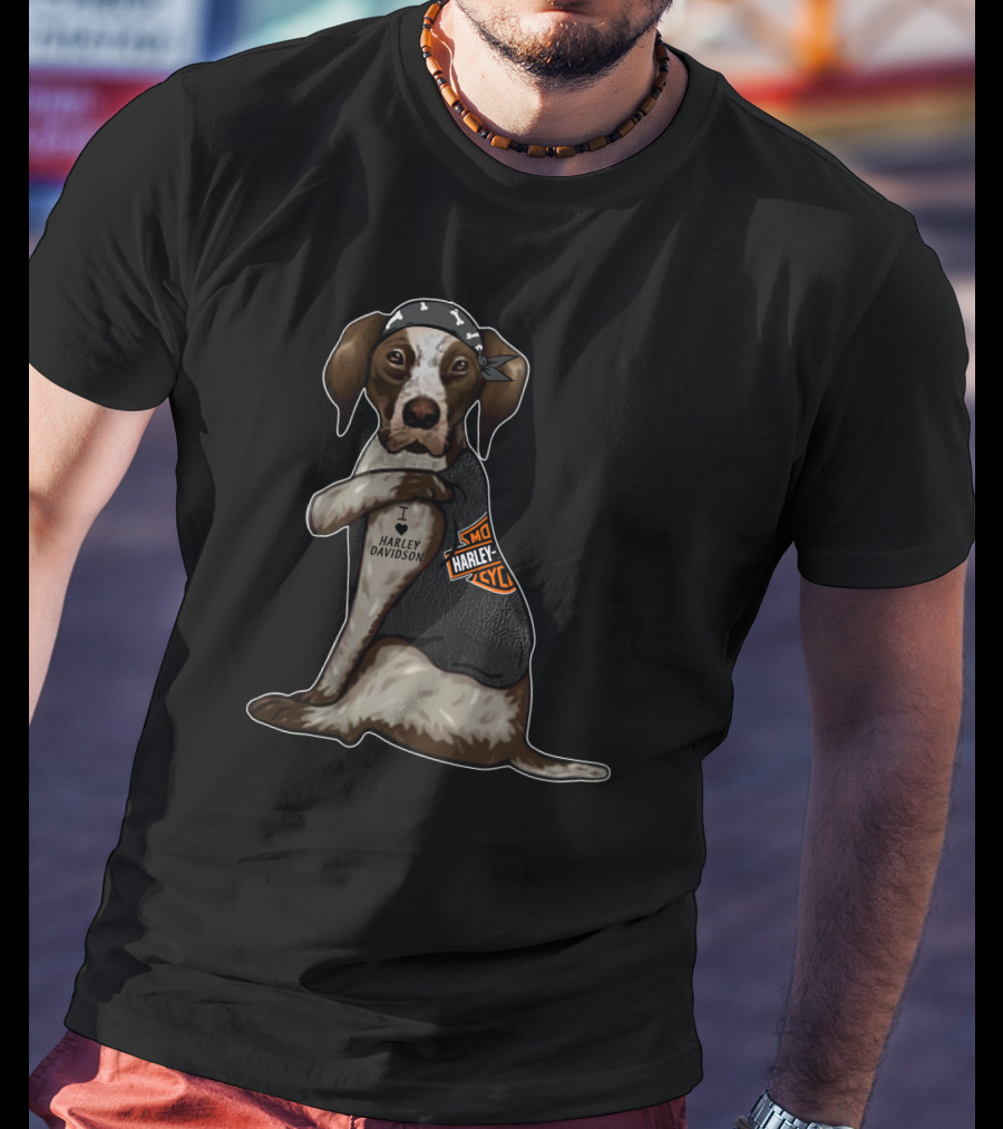 Harley Davidson German Shorthaired Pointer I Love Harley T-Shirt
