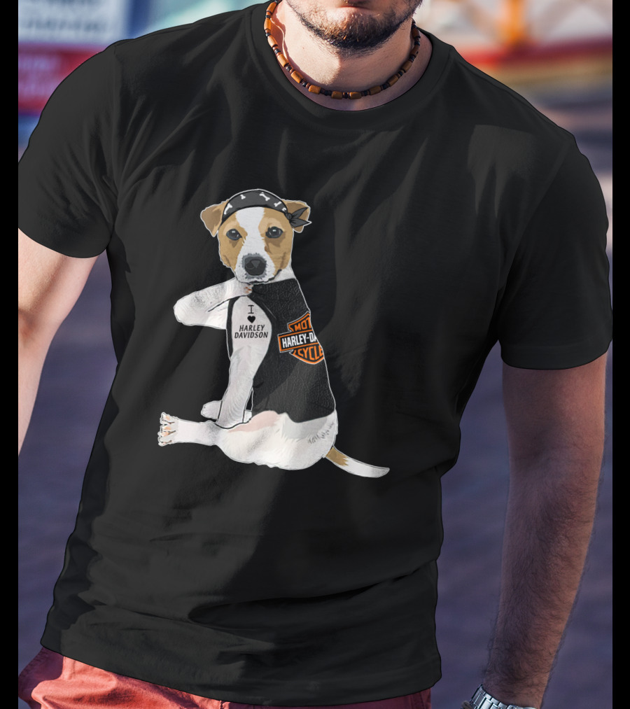 Harley Davidson Jack Russell Terrier Motorcycle Style T-Shirt