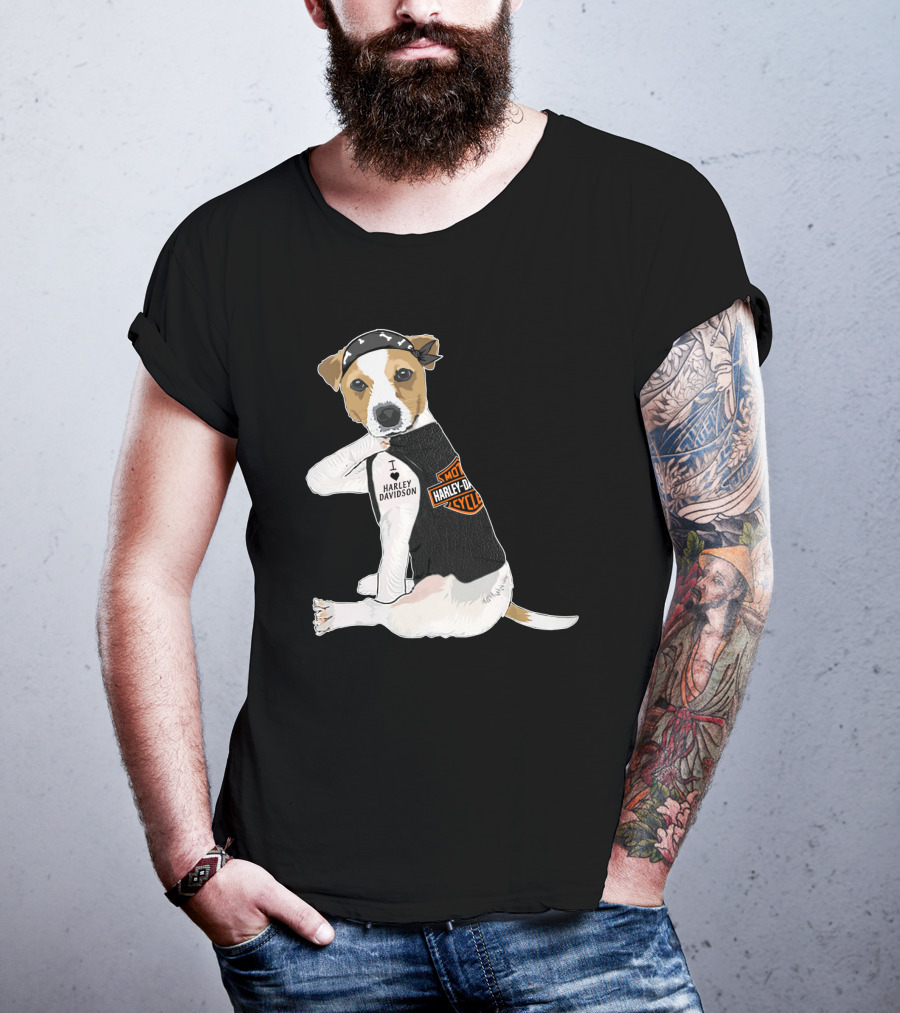 Harley Davidson Jack Russell Terrier Motorcycle Style T-Shirt