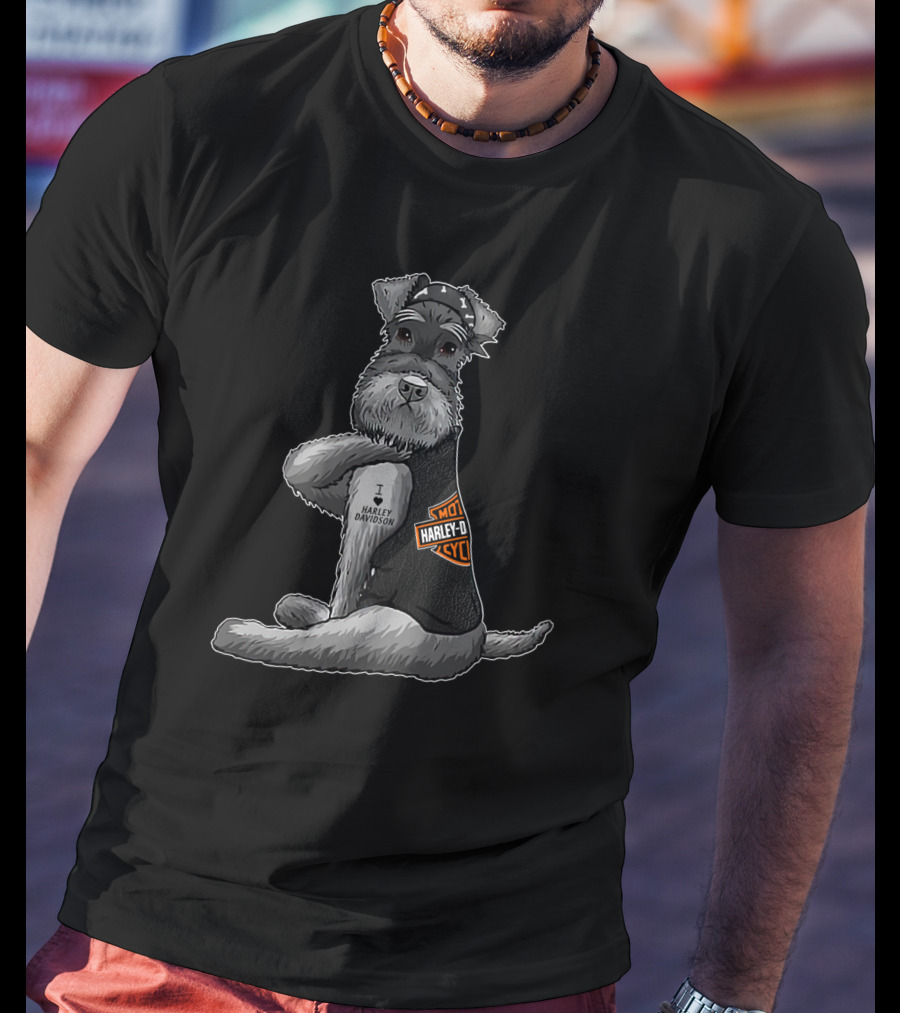 Harley Davidson Miniature Schnauzer I Love Harley Davidson T-Shirt