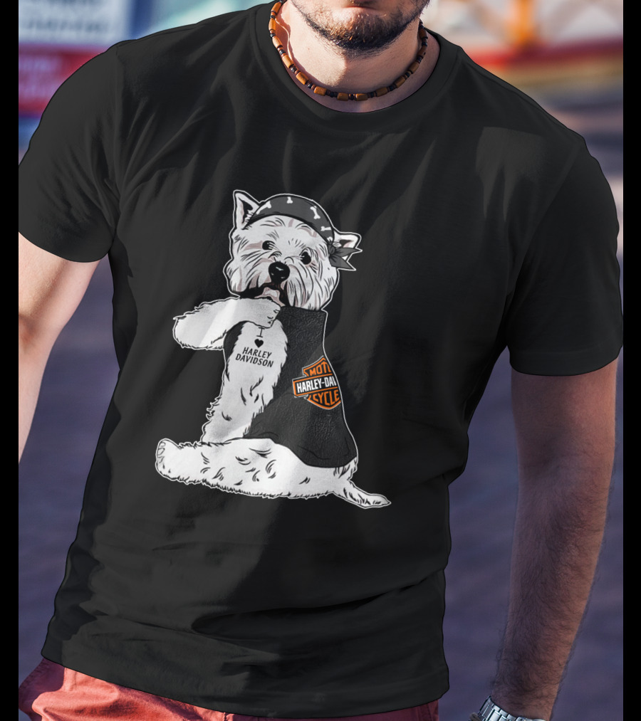 West Highland White Terrier Harley Davidson Motocycle Bandana T-Shirt
