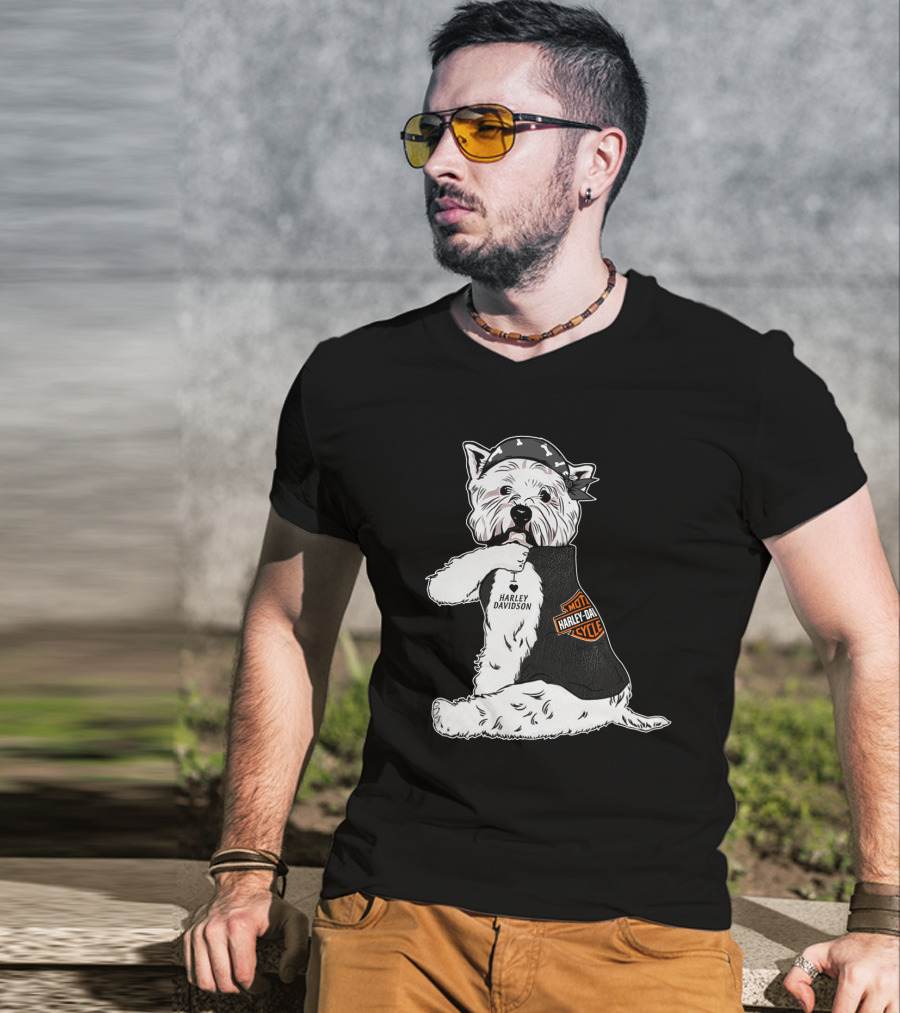 West Highland White Terrier Harley Davidson Motocycle Bandana T-Shirt