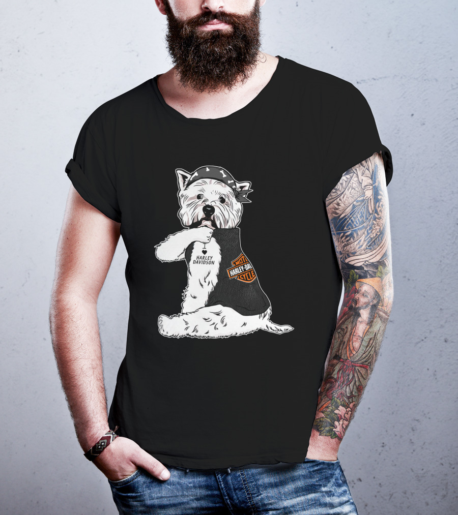 West Highland White Terrier Harley Davidson Motocycle Bandana T-Shirt