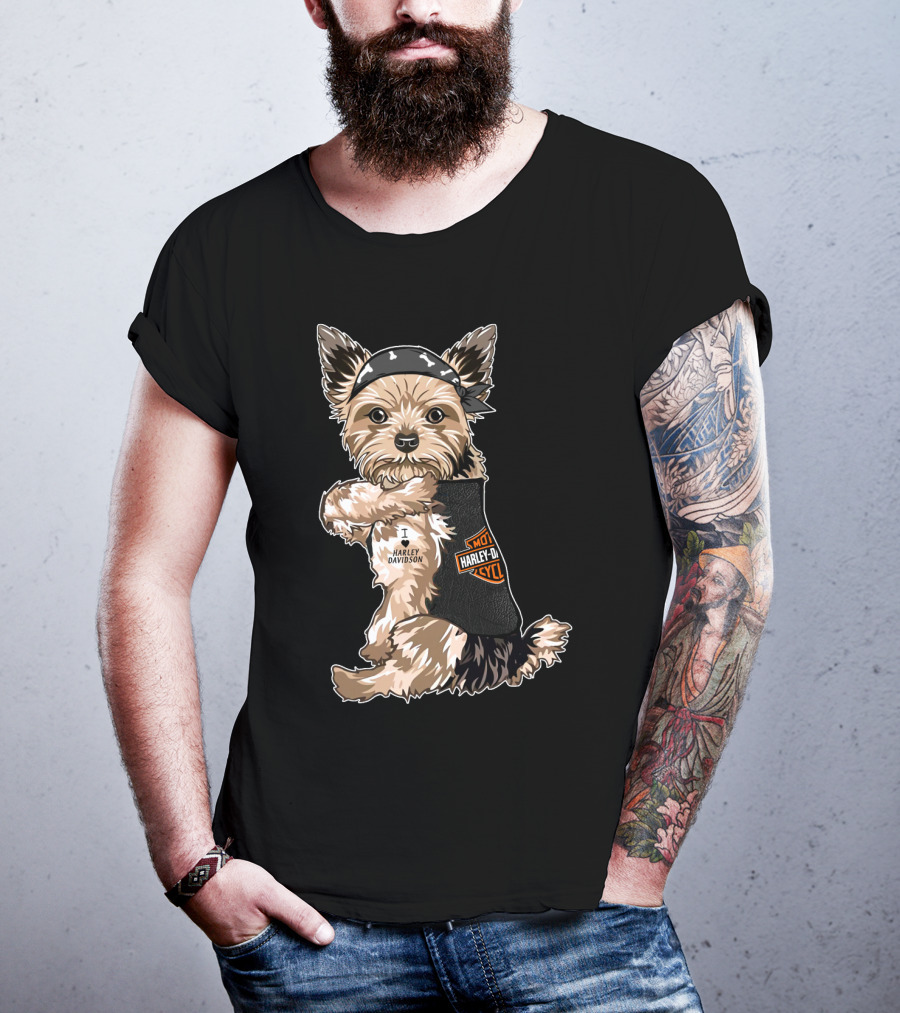 Yorkshire Terrier I Love Harley Davidson Motorcycles T-Shirt