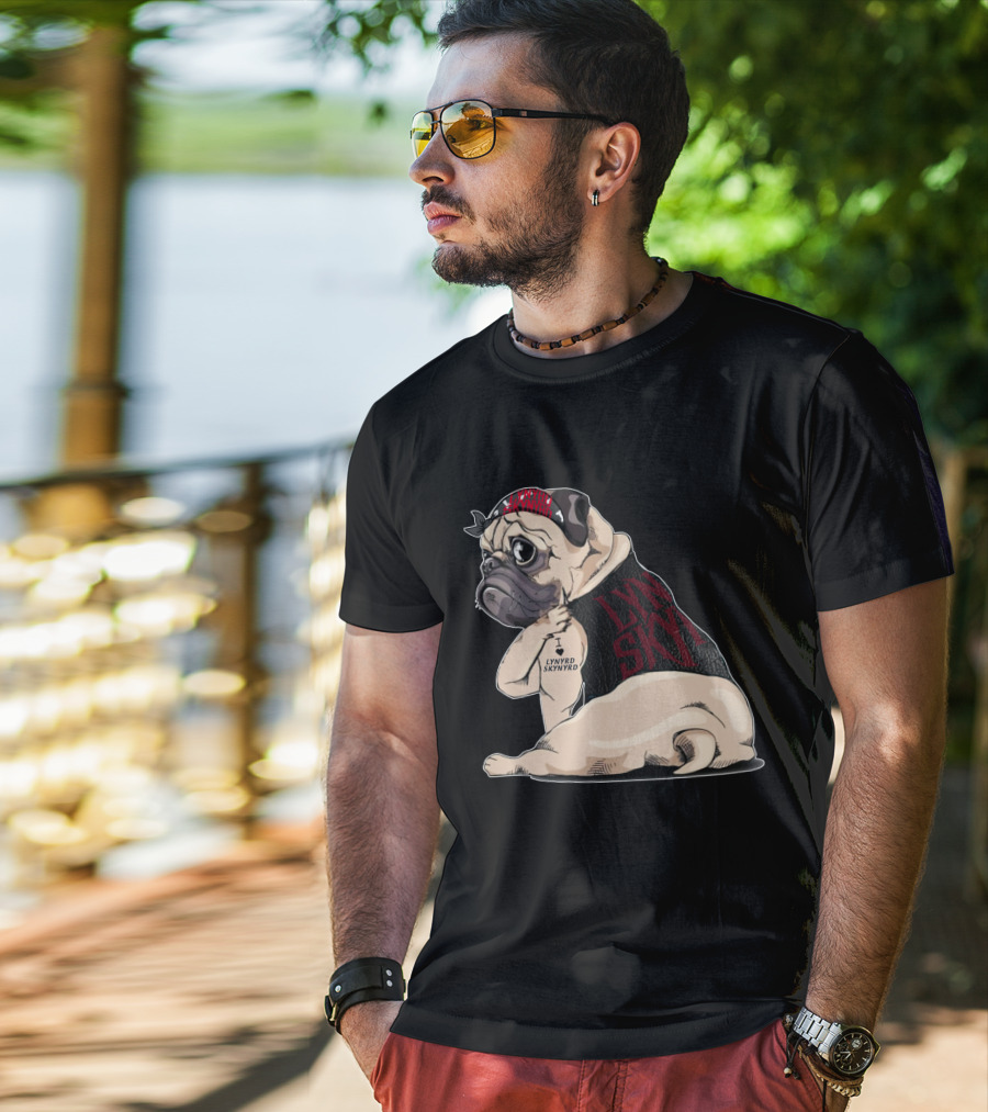 Lynyrd Skynyrd Pug Tattoo With Bandana And Vest T-Shirt