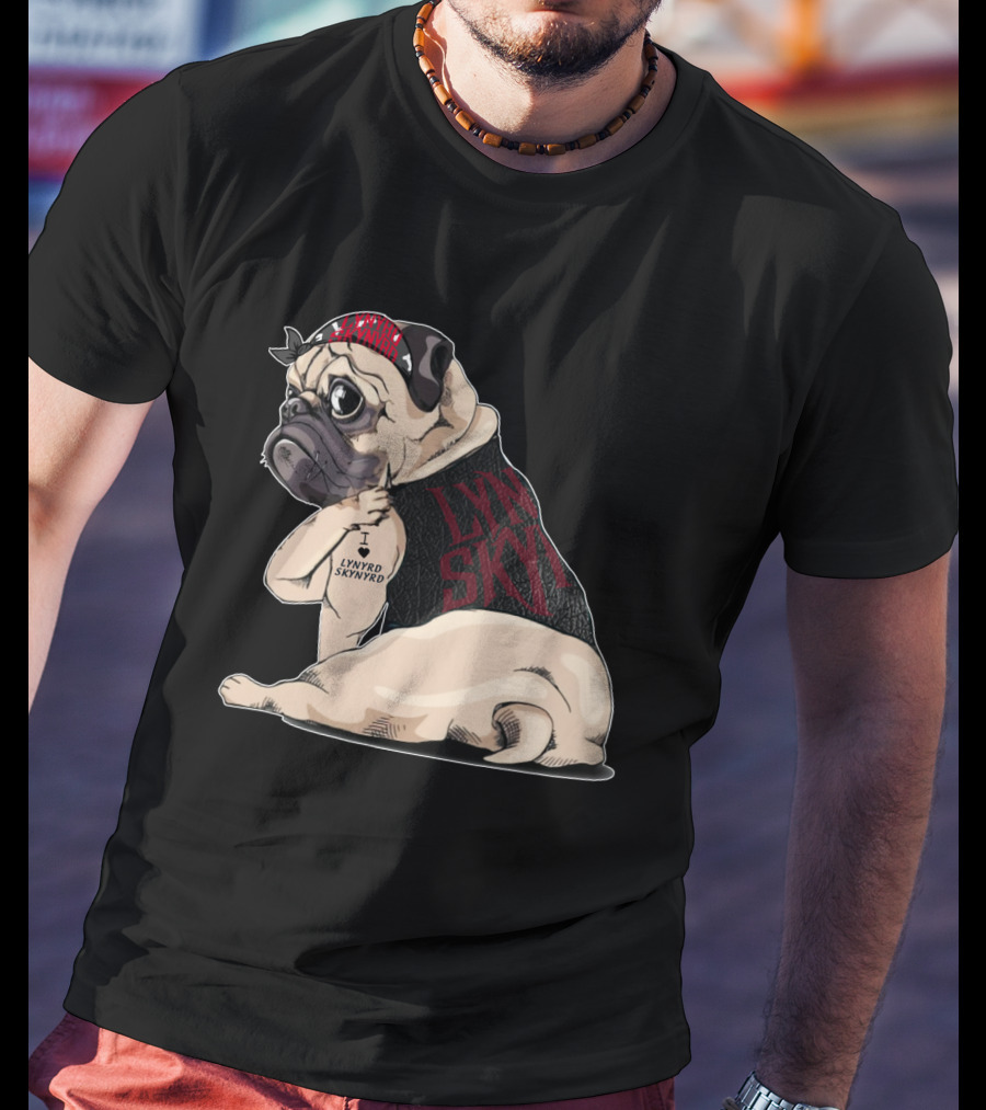 Lynyrd Skynyrd Pug Tattoo With Bandana And Vest T-Shirt